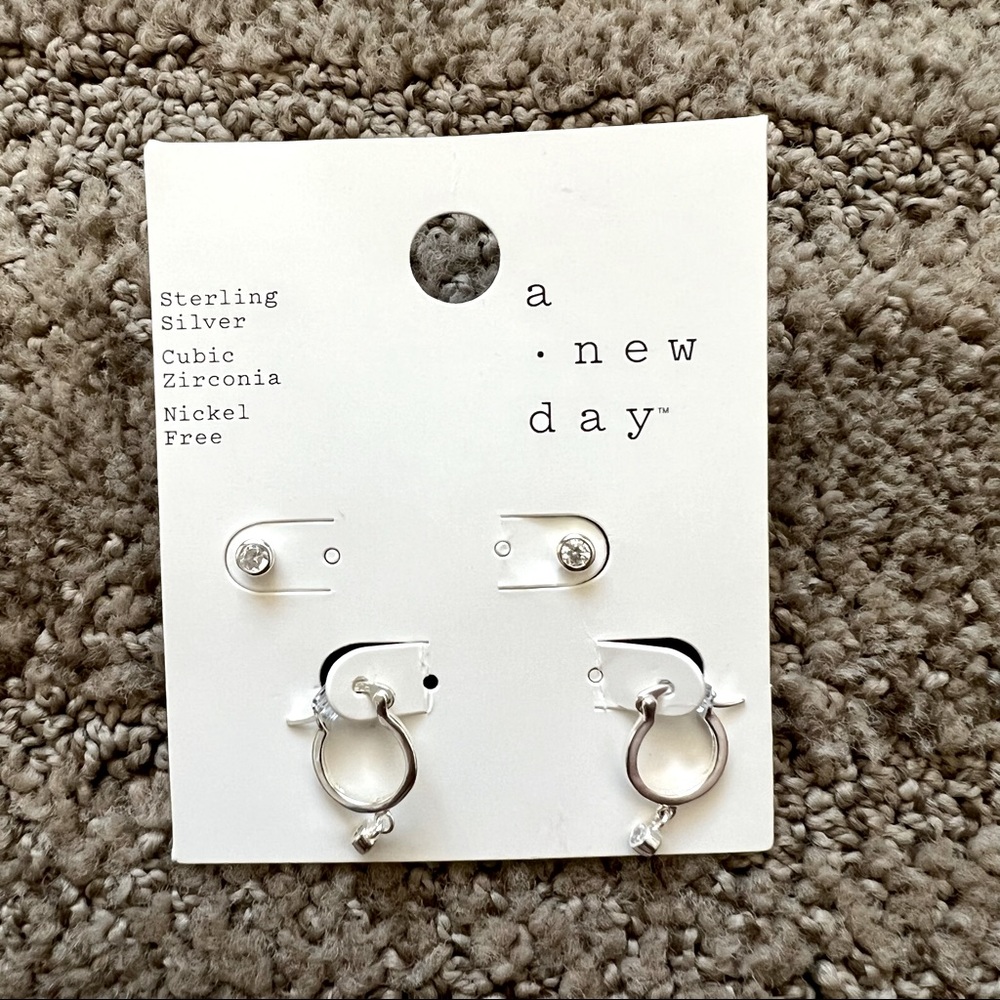 Silver Hoop Earrings And Stud Earrings
